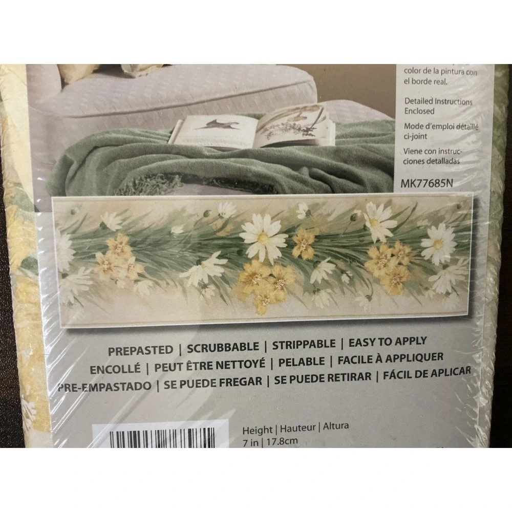 Vtg Hometrends Wall Border (1) Yellow Floral 7in x 5 Yards long